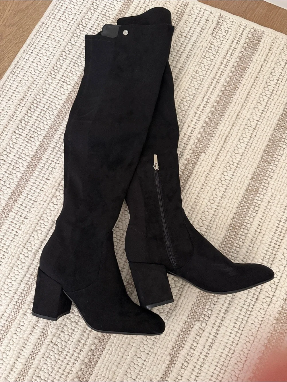 Marc Fisher Black Over-the-Knee Block Heel Boots